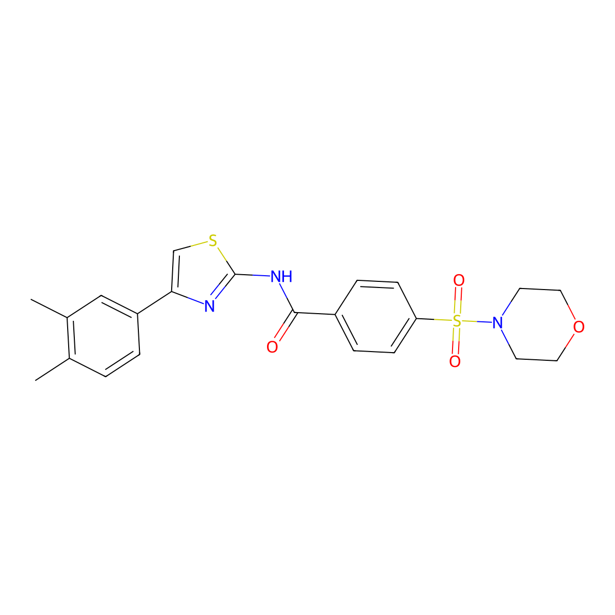 N-(4-(3,4-dimethylphenyl)thiazol-2-yl)-4-(morpholinosulfonyl)benzamide molecular structure, CAS 313261-60-8