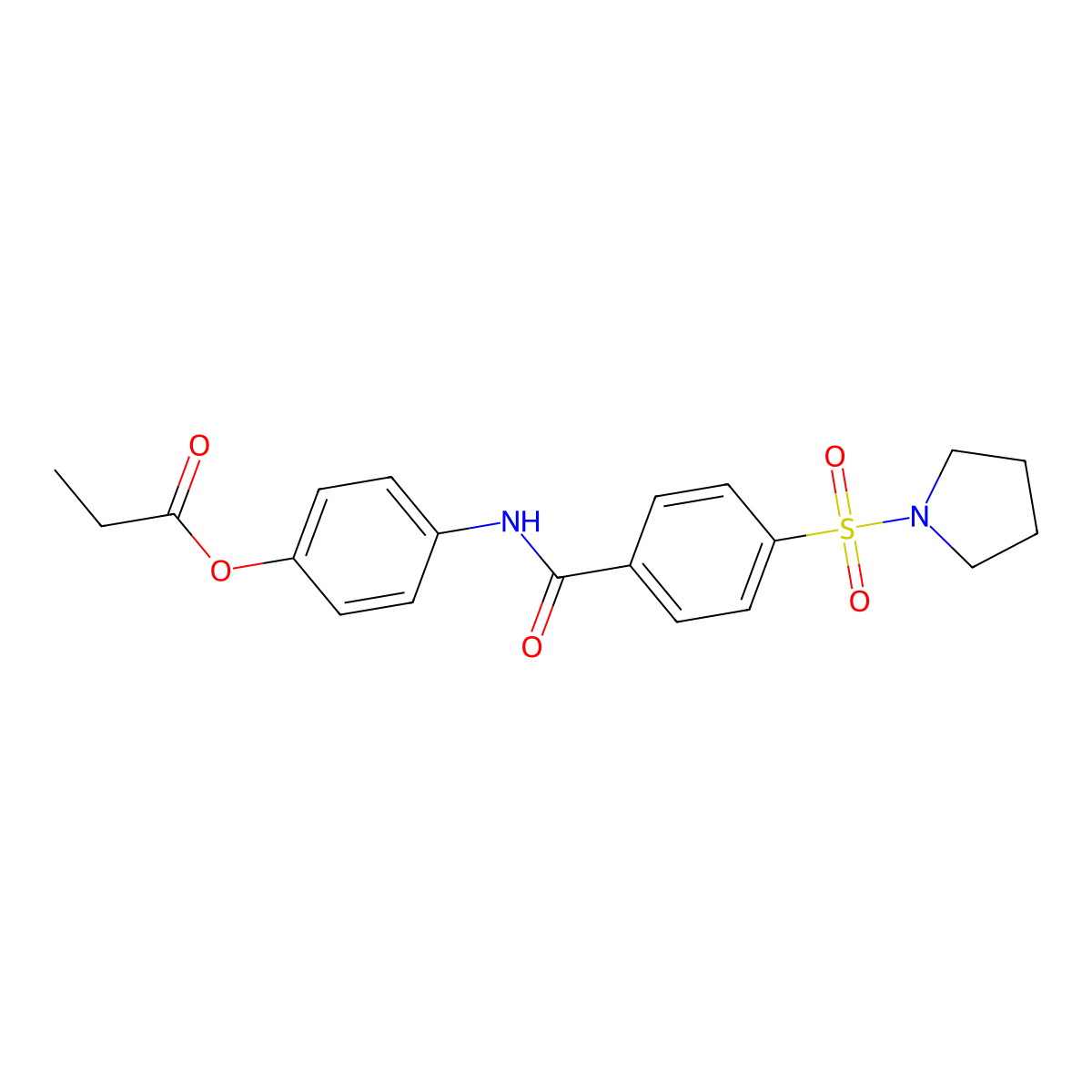 4-(4-(Pyrrolidin-1-ylsulfonyl)benzamido)phenyl propionate molecular structure, CAS 313261-92-6