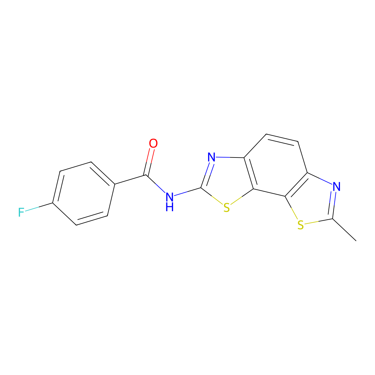 4-fluoro-N-(7-methyl-[1,3]thiazolo[4,5-g][1,3]benzothiazol-2-yl)benzamide molecular structure, CAS 313262-10-1