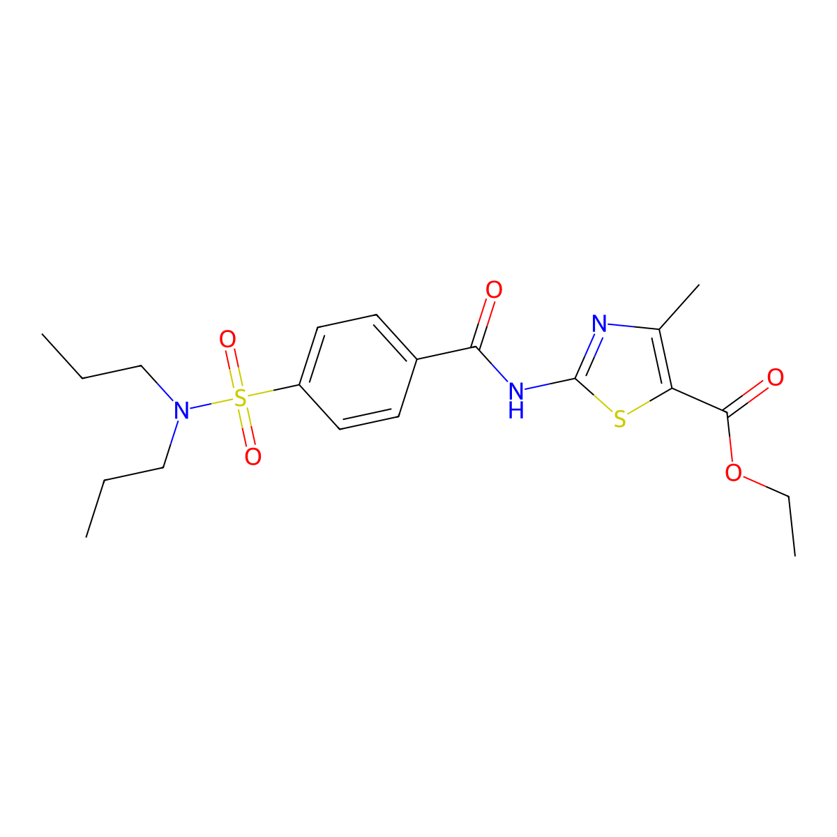 Ethyl 2-[4-(dipropylsulfamoyl)benzamido]-4-methyl-1,3-thiazole-5-carboxylate molecular structure, CAS 313262-20-3