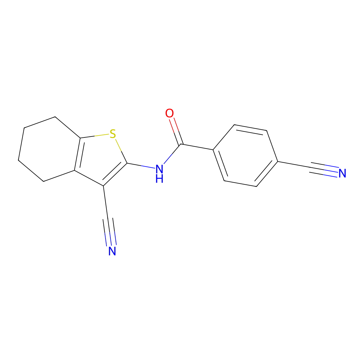 4-cyano-N-(3-cyano-4,5,6,7-tetrahydro-1-benzothiophen-2-yl)benzamide molecular structure, CAS 313262-38-3