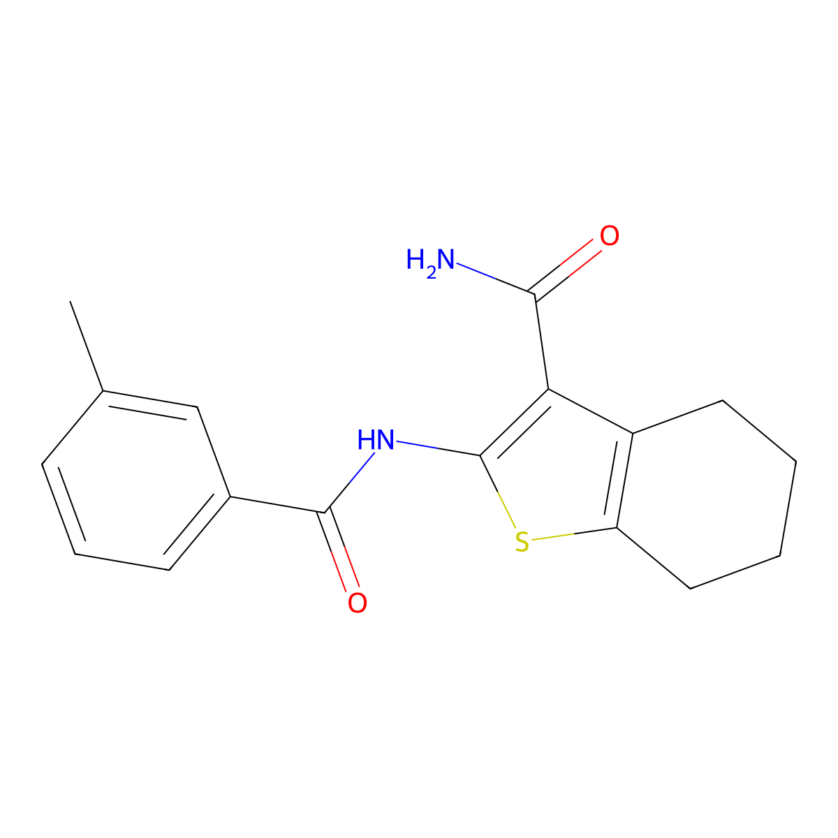 2-(3-Methylbenzamido)-4,5,6,7-tetrahydrobenzo[b]thiophene-3-carboxamide molecular structure, CAS 313262-43-0