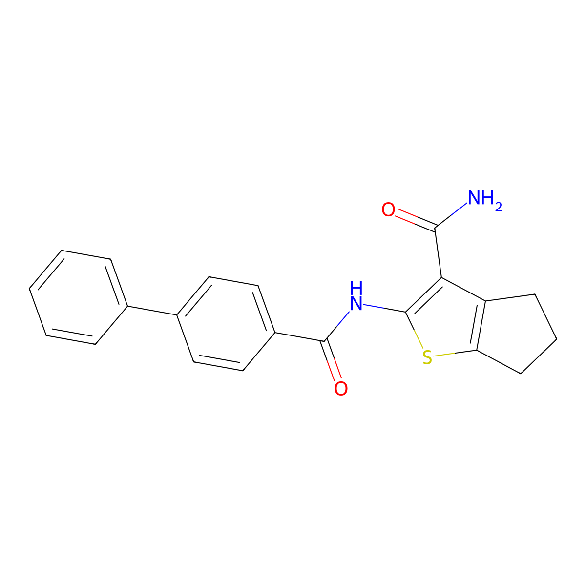 2-[(4-phenylbenzoyl)amino]-5,6-dihydro-4H-cyclopenta[b]thiophene-3-carboxamide molecular structure, CAS 313262-45-2