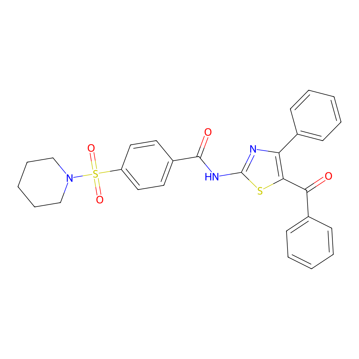 N-(5-benzoyl-4-phenylthiazol-2-yl)-4-(piperidin-1-ylsulfonyl)benzamide molecular structure, CAS 313262-67-8
