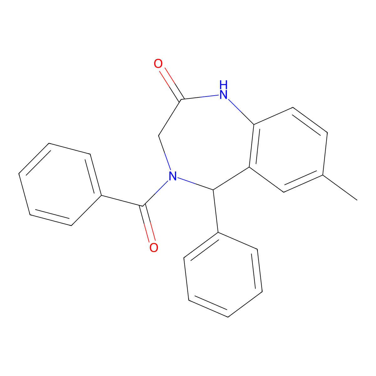 4-benzoyl-7-methyl-5-phenyl-3,5-dihydro-1H-1,4-benzodiazepin-2-one molecular structure, CAS 313262-71-4