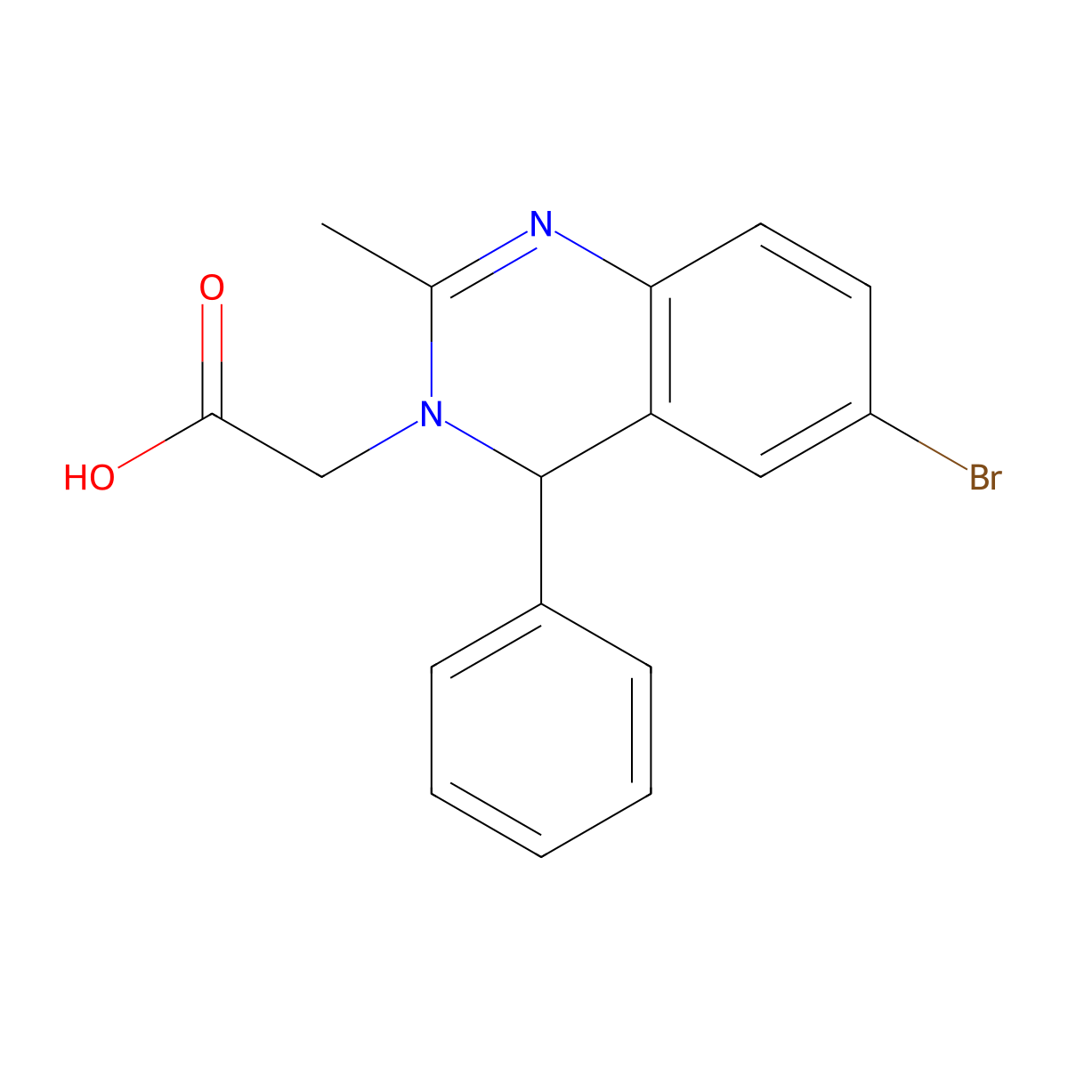 2-(6-Bromo-2-methyl-4-phenylquinazolin-3(4H)-yl)acetic acid molecular structure, CAS 313262-72-5