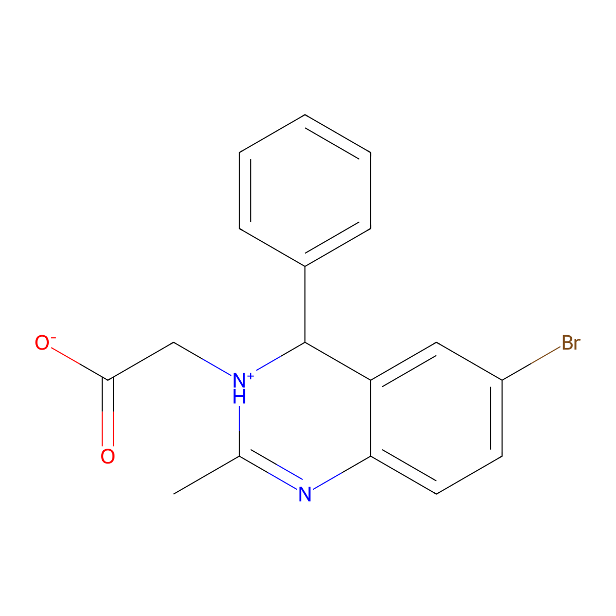 2-(6-Bromo-2-methyl-4-phenylquinazolin-3(4H)-yl)acetic acid molecular structure, CAS 313262-72-5