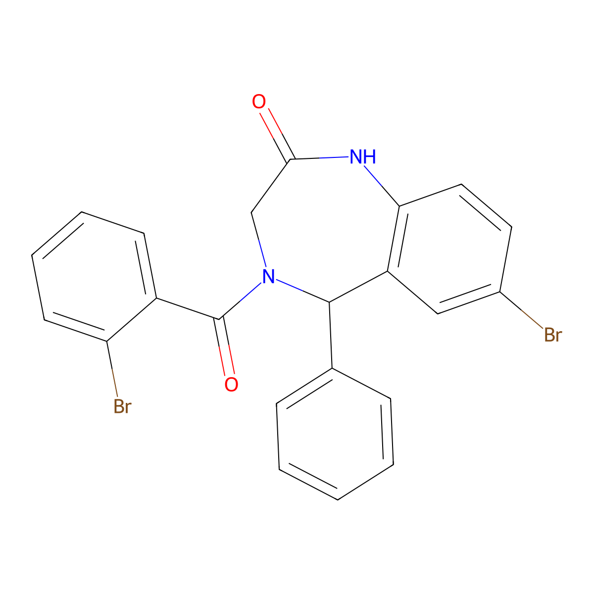 7-bromo-4-(2-bromobenzoyl)-5-phenyl-1,3,4,5-tetrahydro-2H-1,4-benzodiazepin-2-one molecular structure, CAS 313262-75-8