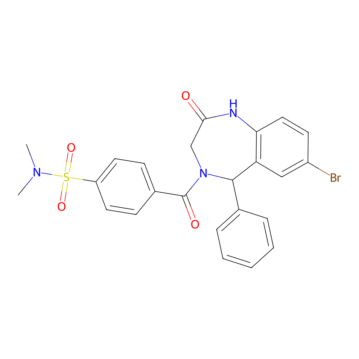 4-(7-bromo-2-oxo-5-phenyl-2,3,4,5-tetrahydro-1H-benzo[e][1,4]diazepine-4-carbonyl)-N,N-dimethylbenzenesulfonamide molecular structure, CAS 313262-76-9