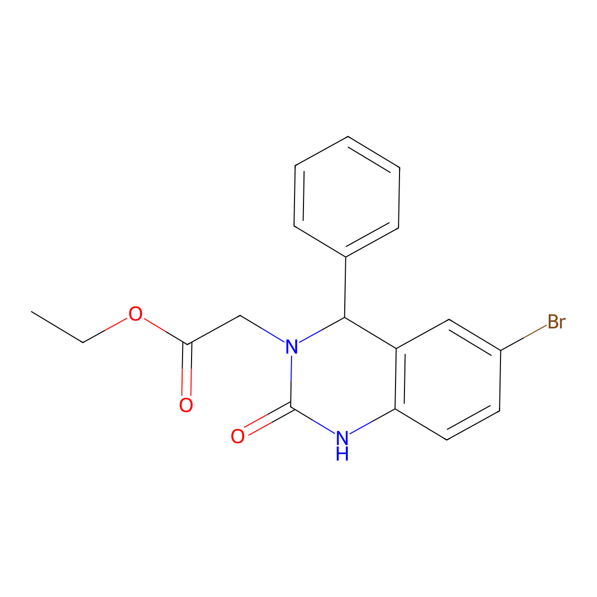 Ethyl 2-(6-bromo-2-oxo-4-phenyl-1,4-dihydroquinazolin-3-yl)acetate molecular structure, CAS 313266-01-2
