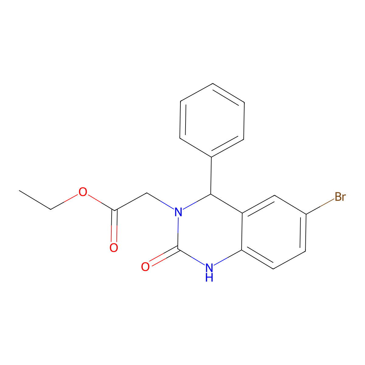 Ethyl 2-(6-bromo-2-oxo-4-phenyl-1,4-dihydroquinazolin-3-yl)acetate molecular structure, CAS 313266-01-2