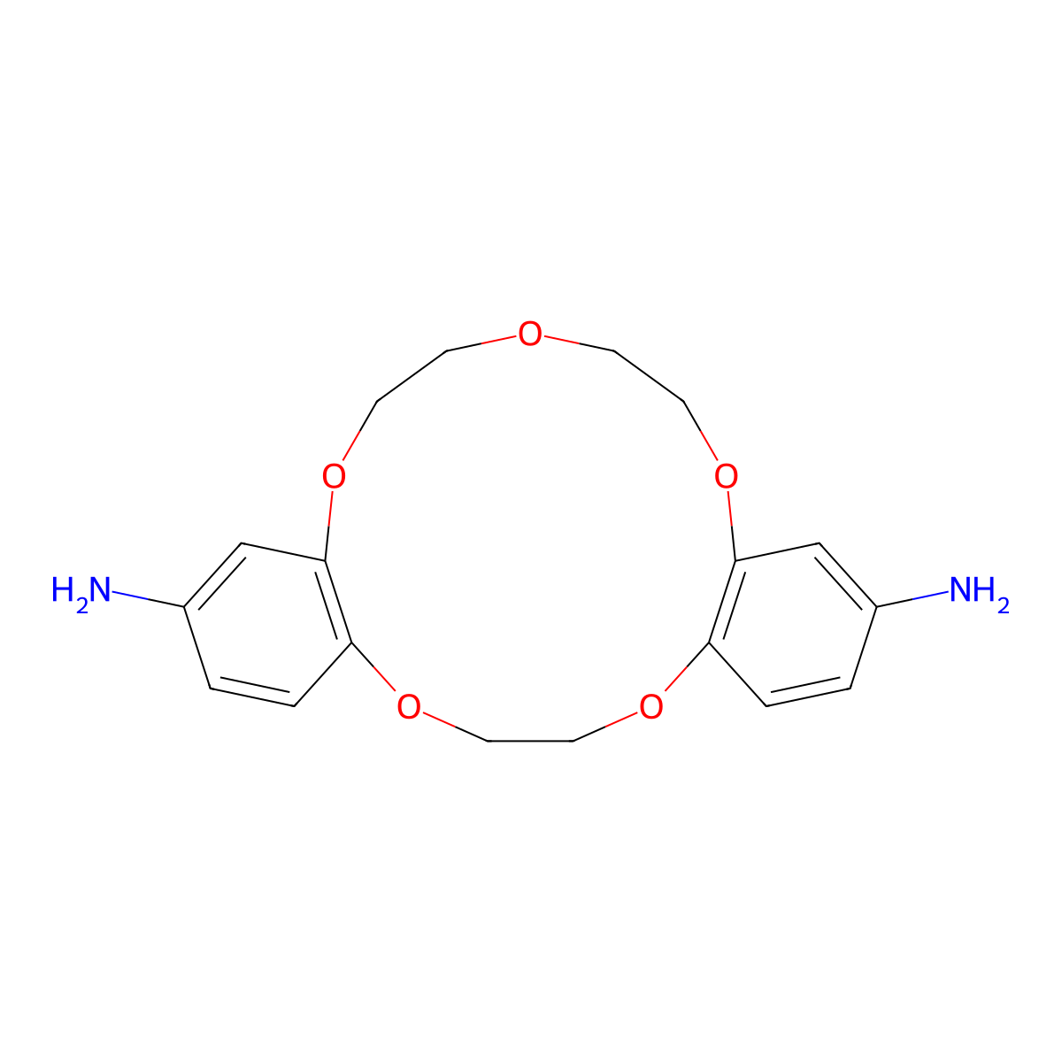 6,7,9,10,17,18-Hexahydrodibenzo[b,h][1,4,7,10,13]pentaoxacyclopentadecine-3,13-diamine molecular structure, CAS 313266-36-3