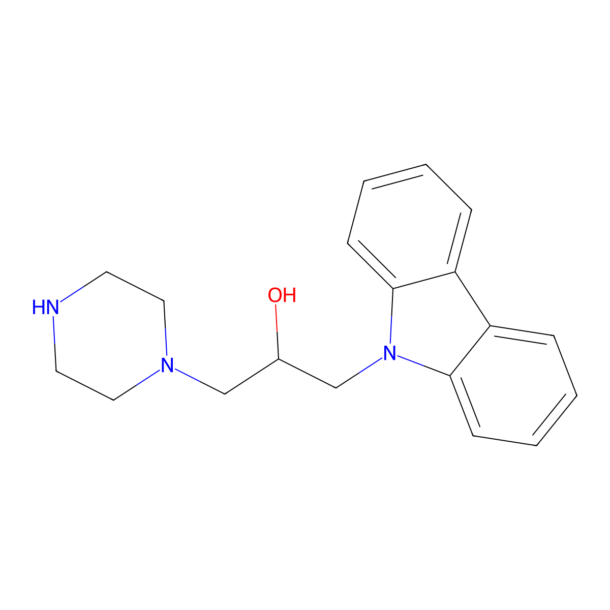 1-Carbazol-9-yl-3-piperazin-1-yl-propan-2-ol molecular structure, CAS 313266-54-5