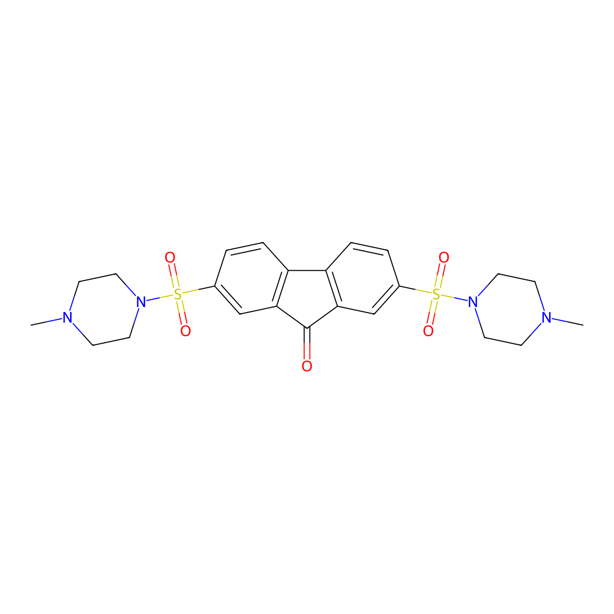 2,7-bis[(4-methylpiperazin-1-yl)sulfonyl]-9H-fluoren-9-one molecular structure, CAS 313266-61-4
