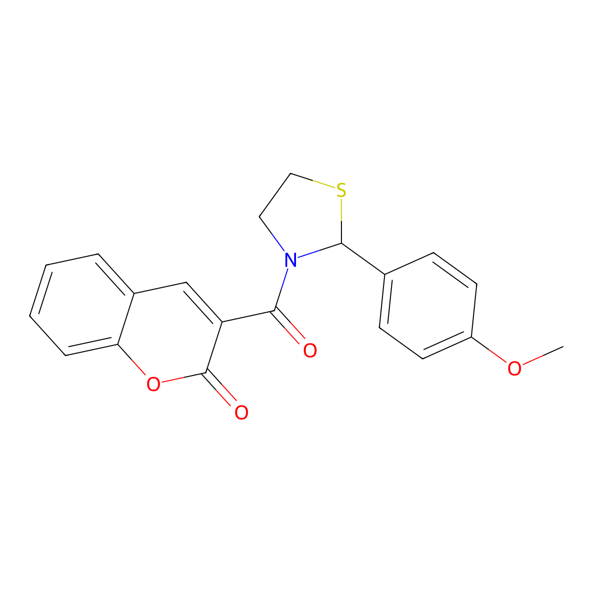 3-{[2-(4-methoxyphenyl)-1,3-thiazolidin-3-yl]carbonyl}-2H-chromen-2-one molecular structure, CAS 313266-88-5