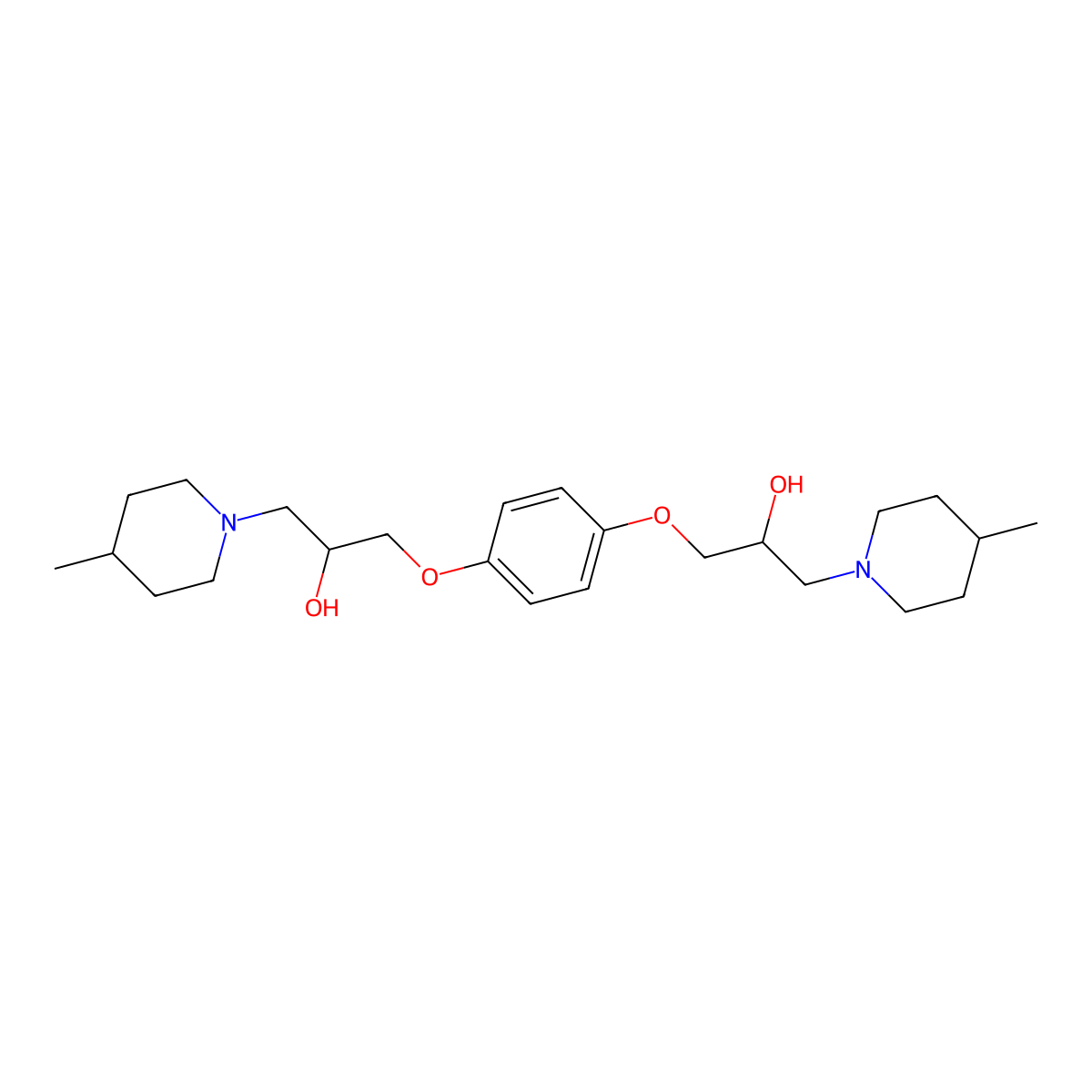 1-[4-[2-Hydroxy-3-(4-methylpiperidin-1-yl)propoxy]phenoxy]-3-(4-methylpiperidin-1-yl)propan-2-ol molecular structure, CAS 313267-18-4