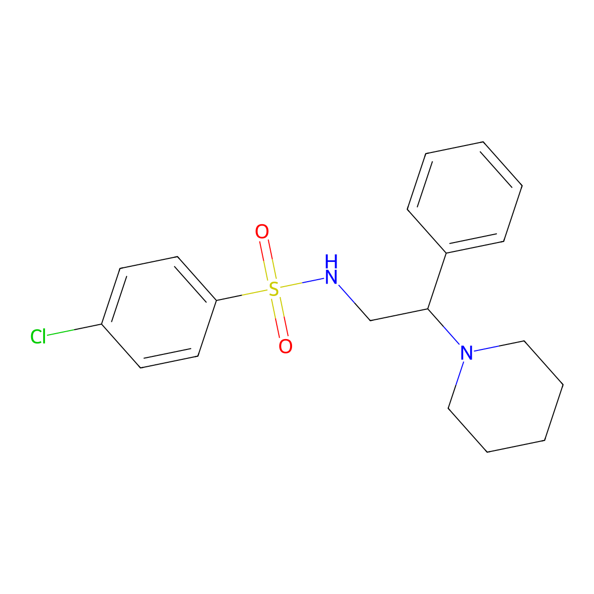 4-chloro-N-[2-phenyl-2-(piperidin-1-yl)ethyl]benzene-1-sulfonamide molecular structure, CAS 313267-77-5
