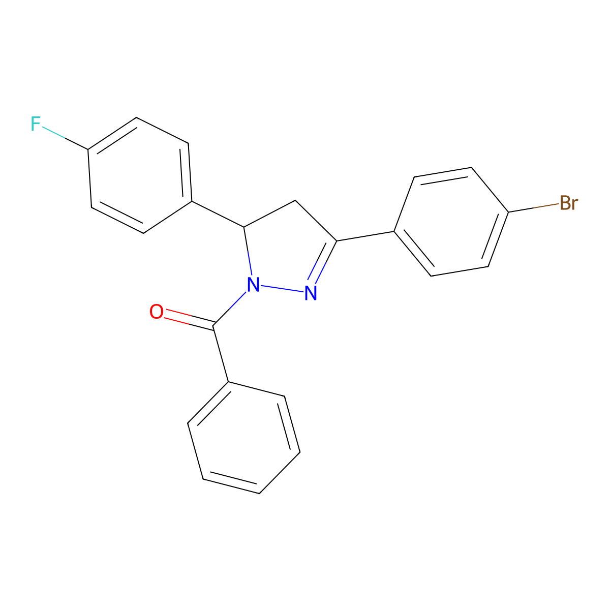 1-benzoyl-3-(4-bromophenyl)-5-(4-fluorophenyl)-4,5-dihydro-1H-pyrazole molecular structure, CAS 313267-84-4