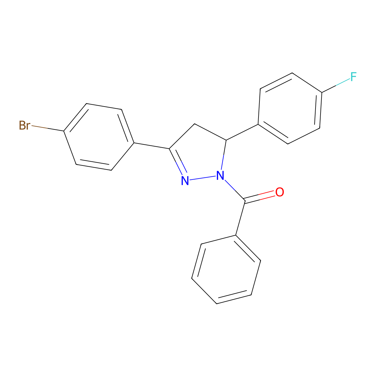 1-benzoyl-3-(4-bromophenyl)-5-(4-fluorophenyl)-4,5-dihydro-1H-pyrazole molecular structure, CAS 313267-84-4
