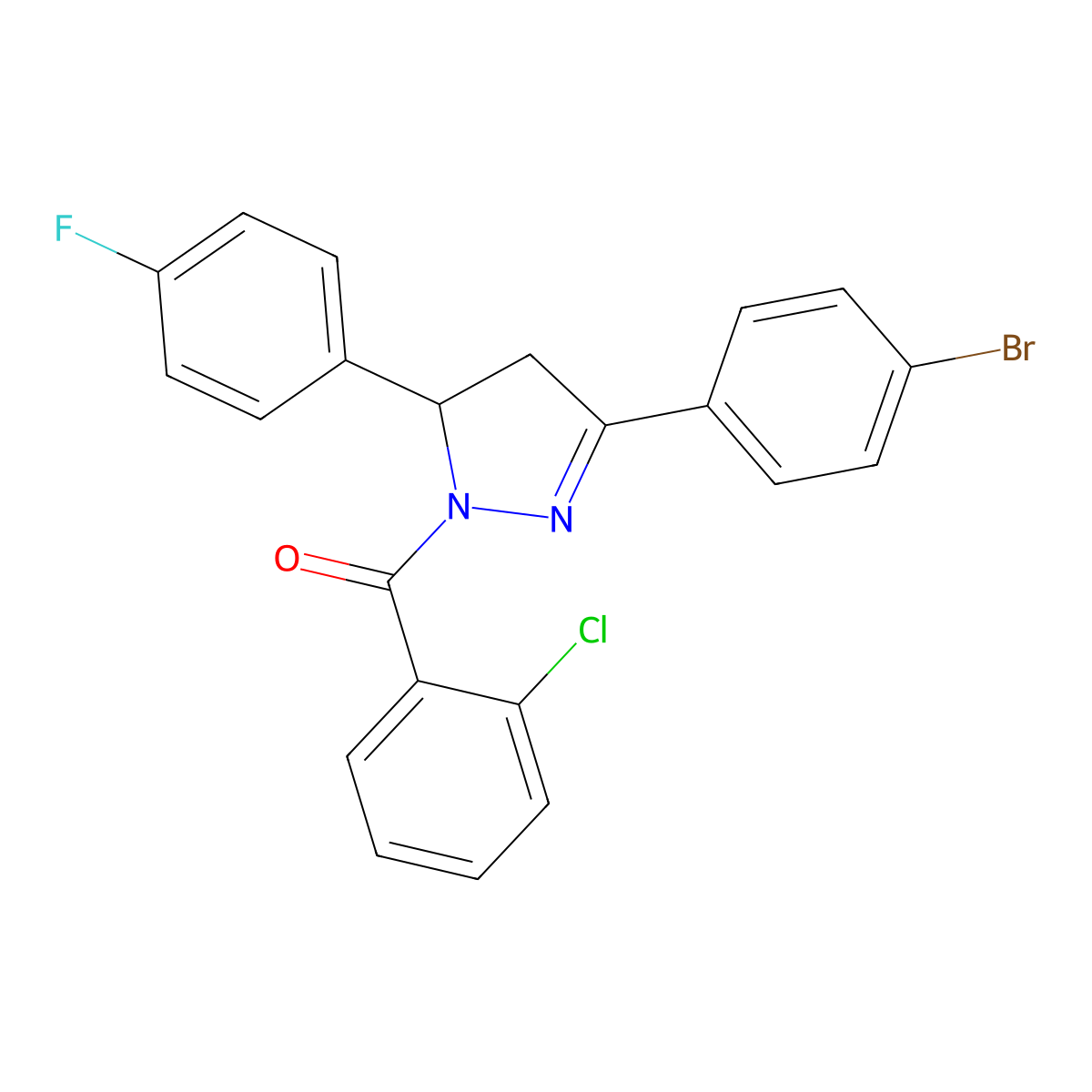 [5-(4-Bromophenyl)-3-(4-fluorophenyl)-3,4-dihydropyrazol-2-yl]-(2-chlorophenyl)methanone molecular structure, CAS 313267-86-6