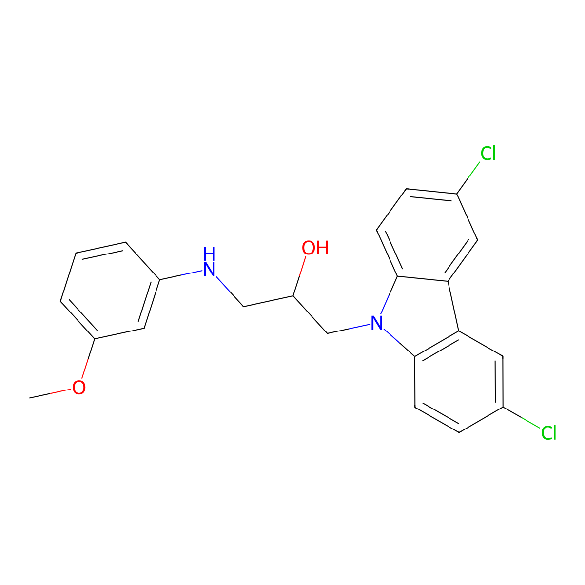 1-(3,6-Dichloro-carbazol-9-yl)-3-(3-methoxy-phenylamino)-propan-2-ol molecular structure, CAS 313268-17-6