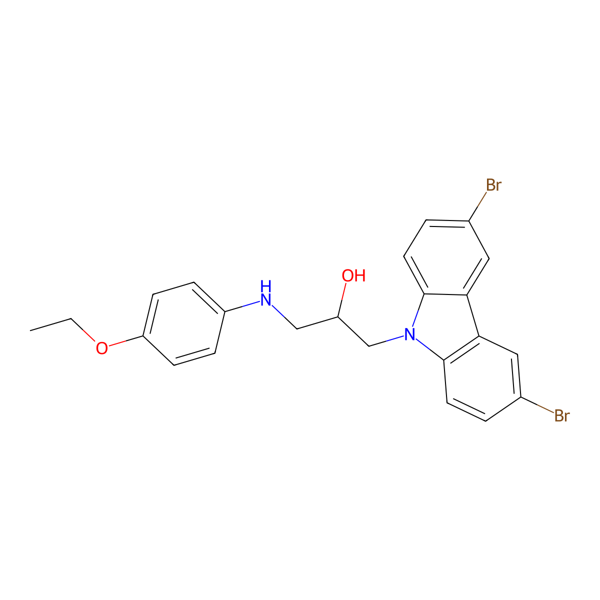 1-(3,6-Dibromo-carbazol-9-yl)-3-(4-ethoxy-phenylamino)-propan-2-ol molecular structure, CAS 313268-19-8