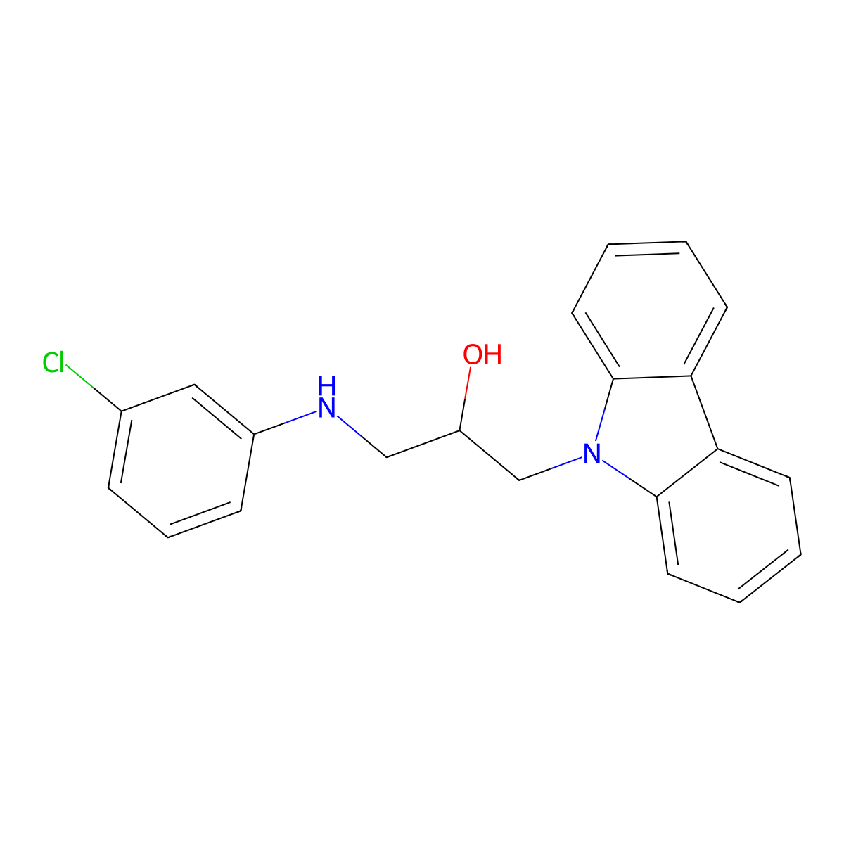 1-Carbazol-9-yl-3-(3-chloro-phenylamino)-propan-2-ol molecular structure, CAS 313268-21-2