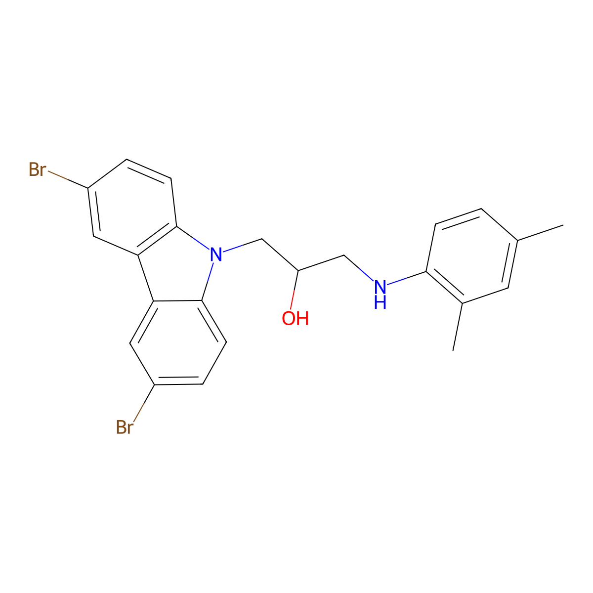1-(3,6-Dibromo-carbazol-9-yl)-3-(2,4-dimethyl-phenylamino)-propan-2-ol molecular structure, CAS 313268-28-9