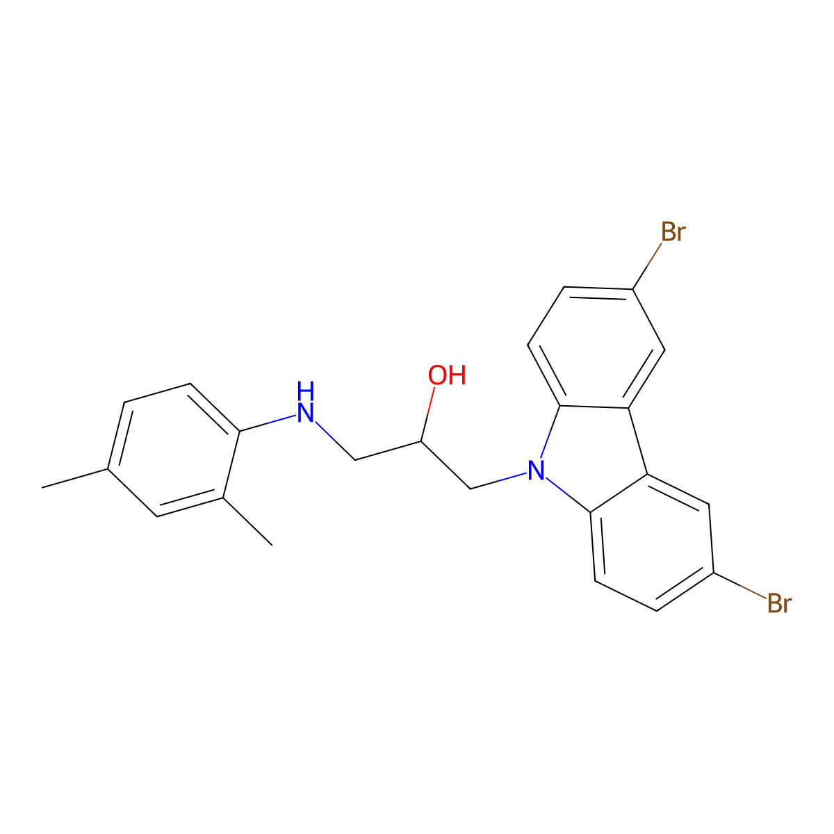 1-(3,6-Dibromo-carbazol-9-yl)-3-(2,4-dimethyl-phenylamino)-propan-2-ol molecular structure, CAS 313268-28-9