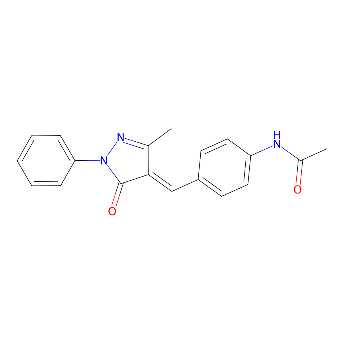 N-[4-[(1,5-Dihydro-3-methyl-5-oxo-1-phenyl-4H-pyrazol-4-ylidene)methyl]phenyl]acetamide molecular structure, CAS 313268-58-5