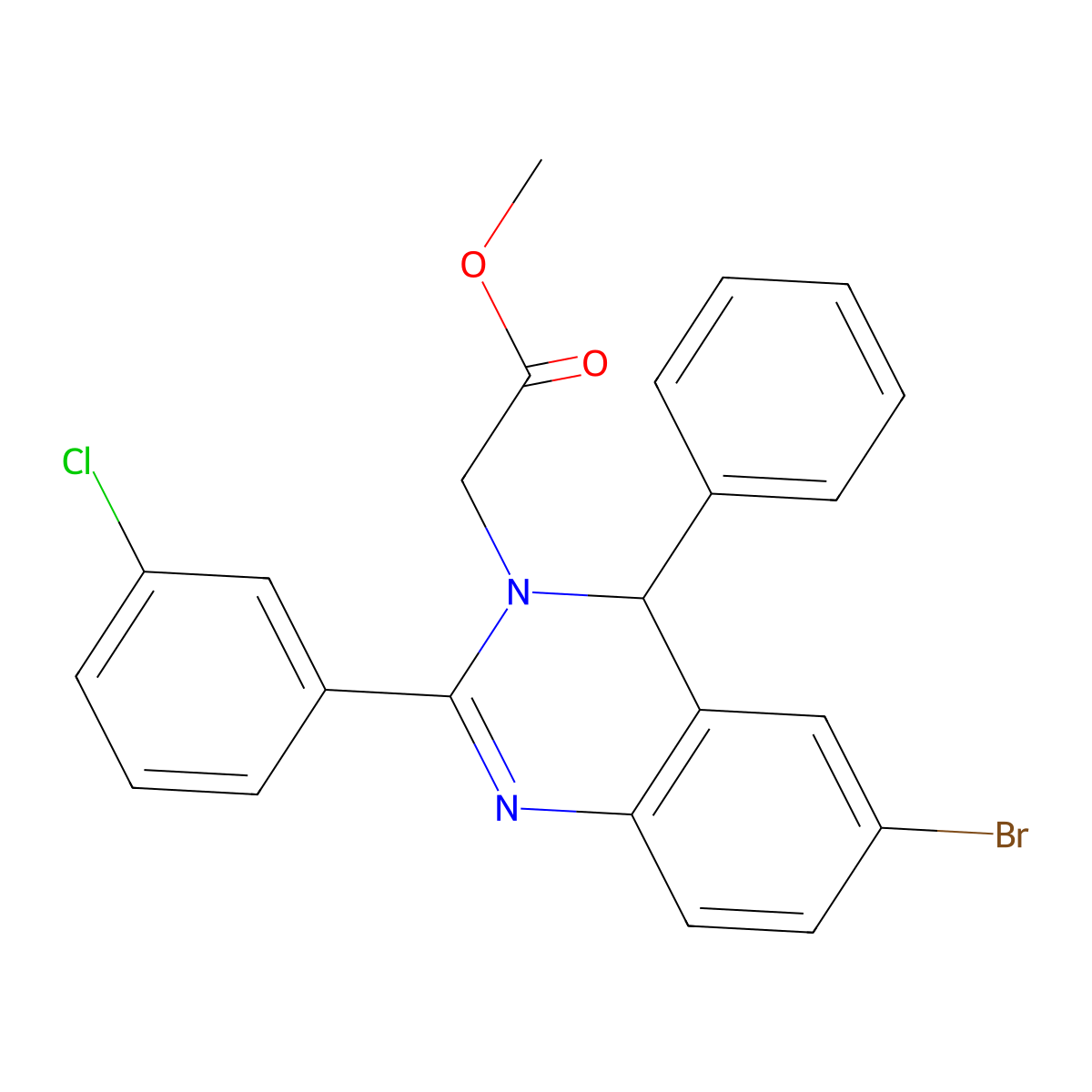 methyl 2-[6-bromo-2-(3-chlorophenyl)-4-phenyl-4H-quinazolin-3-yl]acetate molecular structure, CAS 313268-60-9