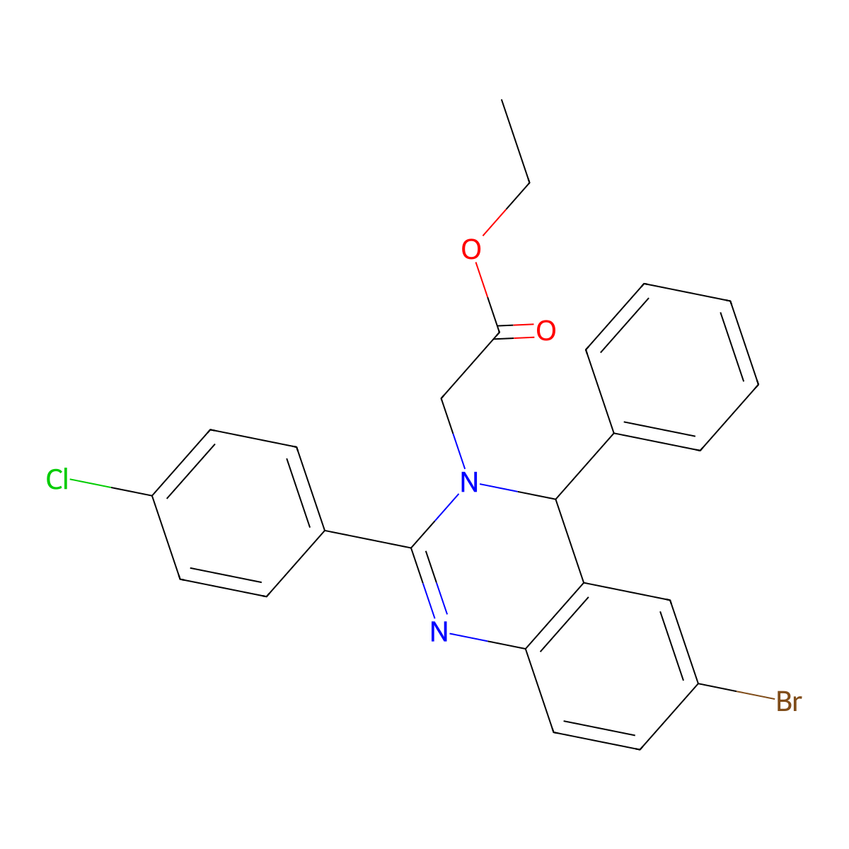 ethyl 2-(6-bromo-2-(4-chlorophenyl)-4-phenylquinazolin-3(4H)-yl)acetate molecular structure, CAS 313268-62-1
