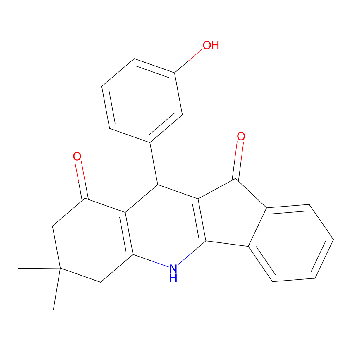 10-(3-hydroxyphenyl)-7,7-dimethyl-6,7,8,10-tetrahydro-5H-indeno[1,2-b]quinoline-9,11-dione molecular structure, CAS 313269-12-4