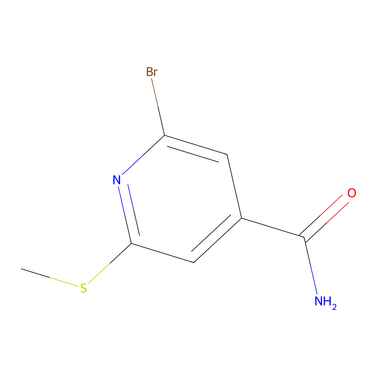 2-Bromo-6-methylthio-4-pyridinecarboxamide molecular structure, CAS 313269-86-2