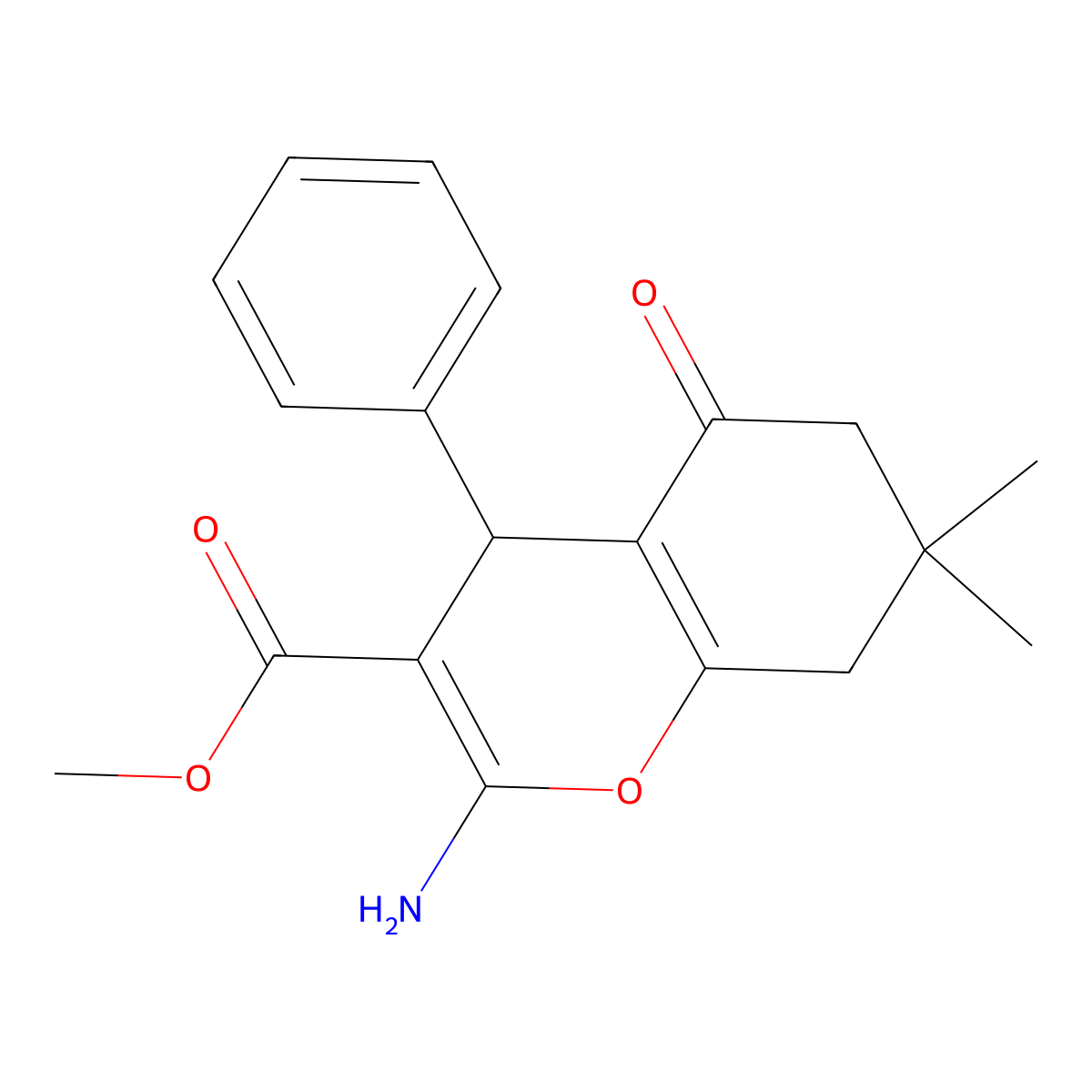 methyl 2-amino-7,7-dimethyl-5-oxo-4-phenyl-5,6,7,8-tetrahydro-4H-chromene-3-carboxylate molecular structure, CAS 313270-24-5
