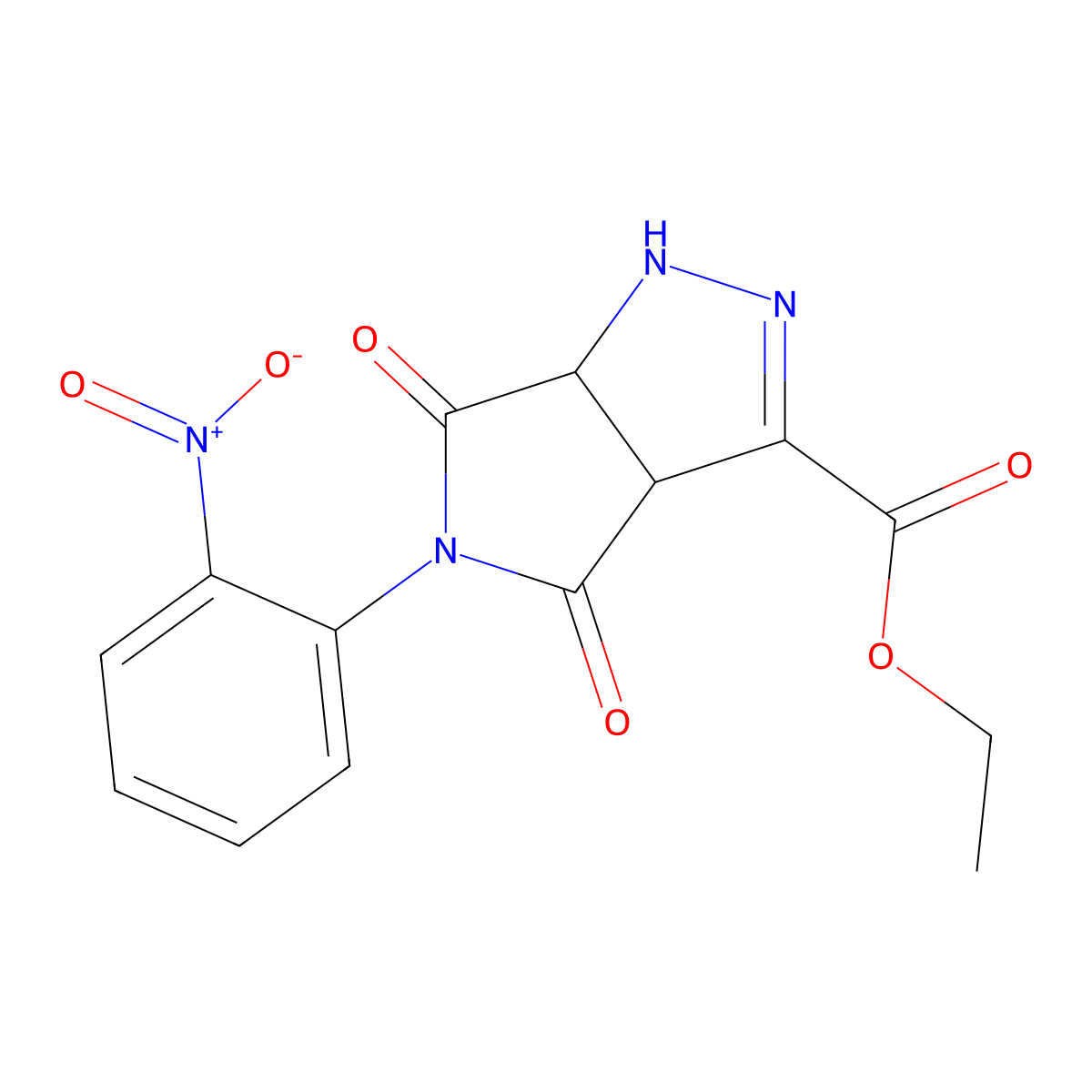 ethyl 5-(2-nitrophenyl)-4,6-dioxo-3a,6a-dihydro-1H-pyrrolo[3,4-c]pyrazole-3-carboxylate molecular structure, CAS 313270-74-5
