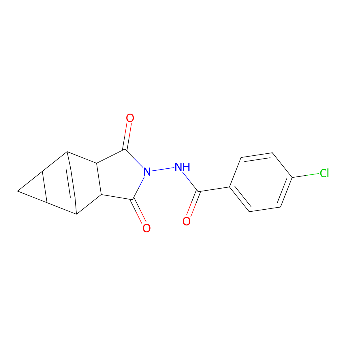 4-chloro-N-(1,3-dioxooctahydro-4,6-ethenocyclopropa[f]isoindol-2(1H)-yl)benzamide molecular structure, CAS 313270-75-6