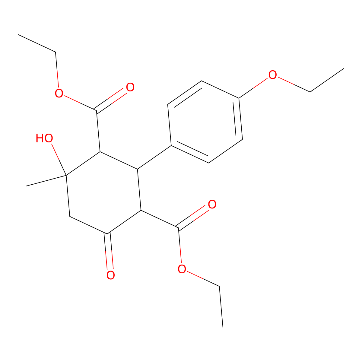 Diethyl 2-(4-ethoxyphenyl)-4-hydroxy-4-methyl-6-oxocyclohexane-1,3-dicarboxylate molecular structure, CAS 313270-81-4