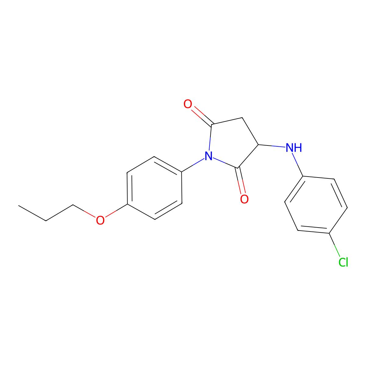 3-[(4-Chlorophenyl)amino]-1-(4-propoxyphenyl)pyrrolidine-2,5-dione molecular structure, CAS 313271-14-6