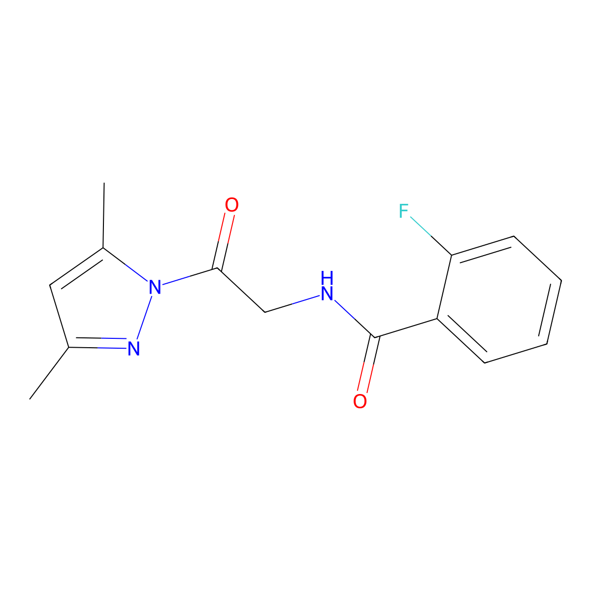 N-[2-(3,5-dimethylpyrazol-1-yl)-2-oxoethyl]-2-fluorobenzamide molecular structure, CAS 313272-45-6