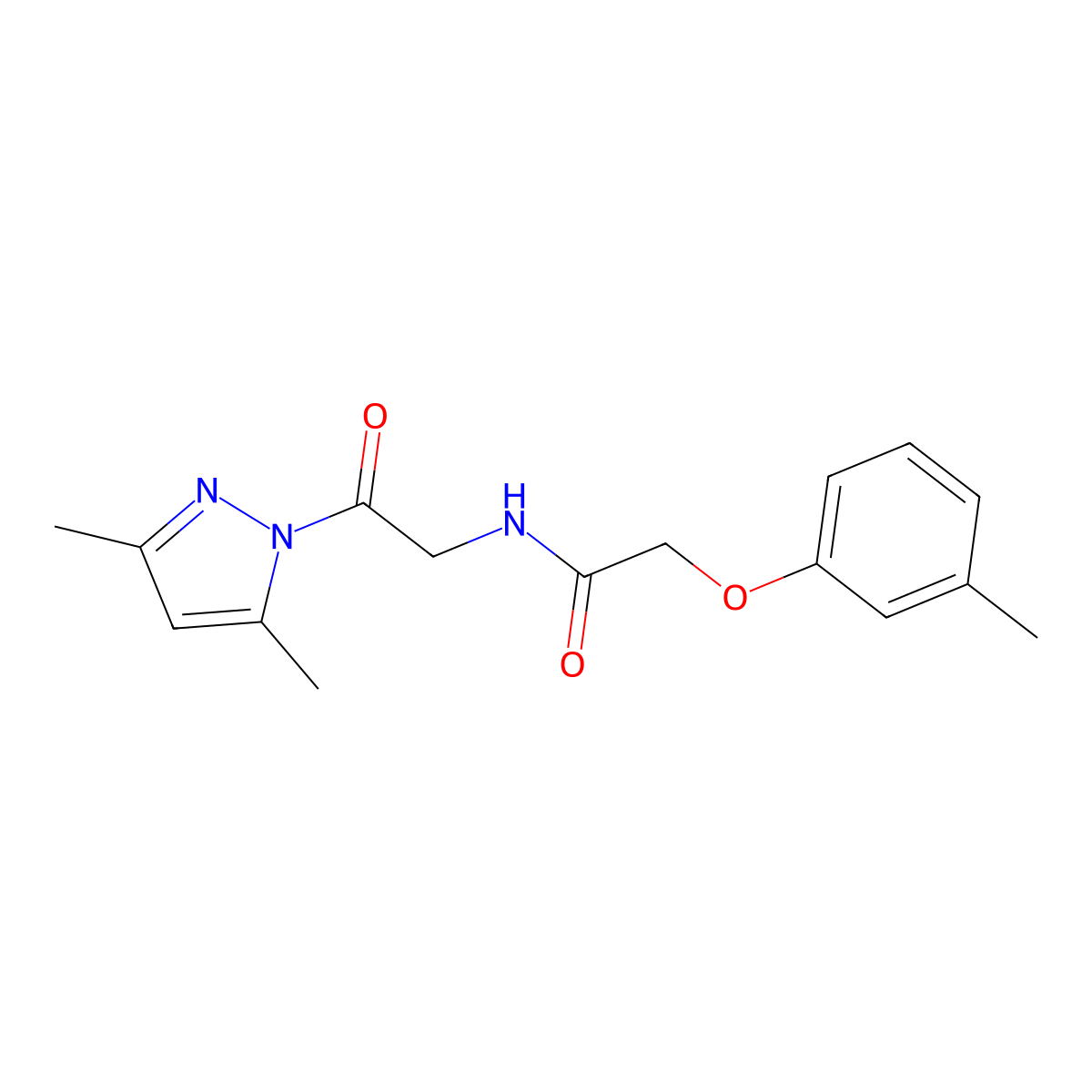 N-[2-(3,5-dimethylpyrazol-1-yl)-2-oxoethyl]-2-(3-methylphenoxy)acetamide molecular structure, CAS 313272-48-9