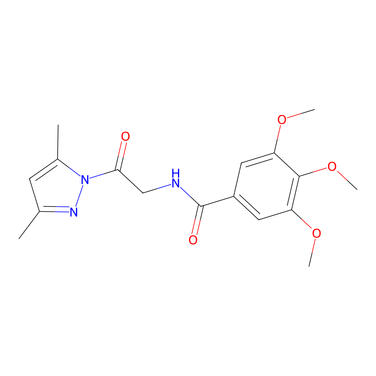 N-[2-(3,5-dimethylpyrazol-1-yl)-2-oxoethyl]-3,4,5-trimethoxybenzamide molecular structure, CAS 313272-57-0