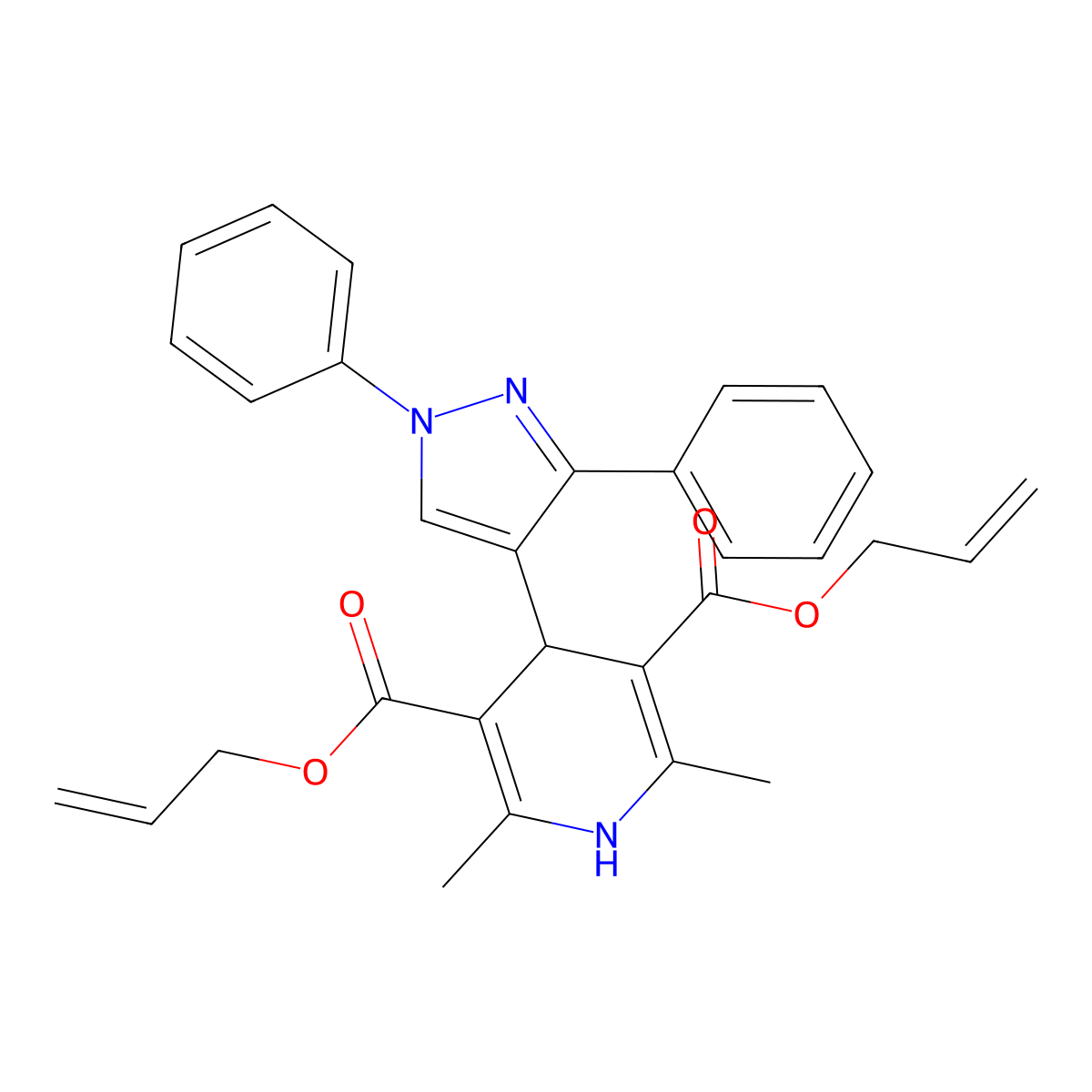 diallyl 4-(1,3-diphenyl-1H-pyrazol-4-yl)-2,6-dimethyl-1,4-dihydro-3,5-pyridinedicarboxylate molecular structure, CAS 313272-65-0