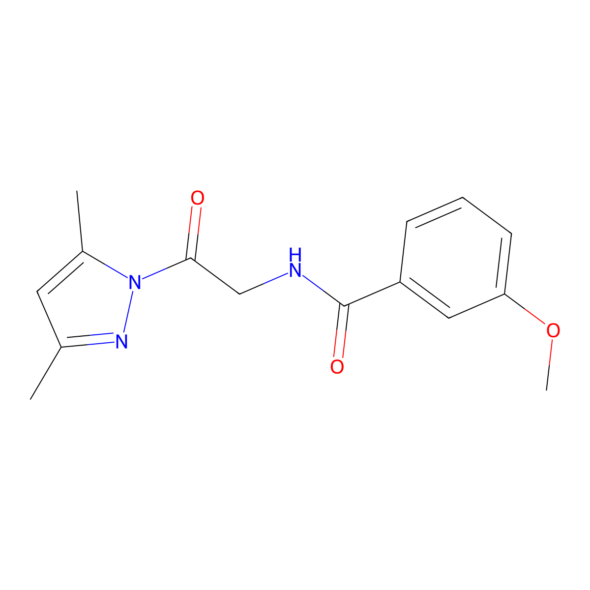 N-[2-(3,5-dimethylpyrazol-1-yl)-2-oxoethyl]-3-methoxybenzamide molecular structure, CAS 313272-83-2