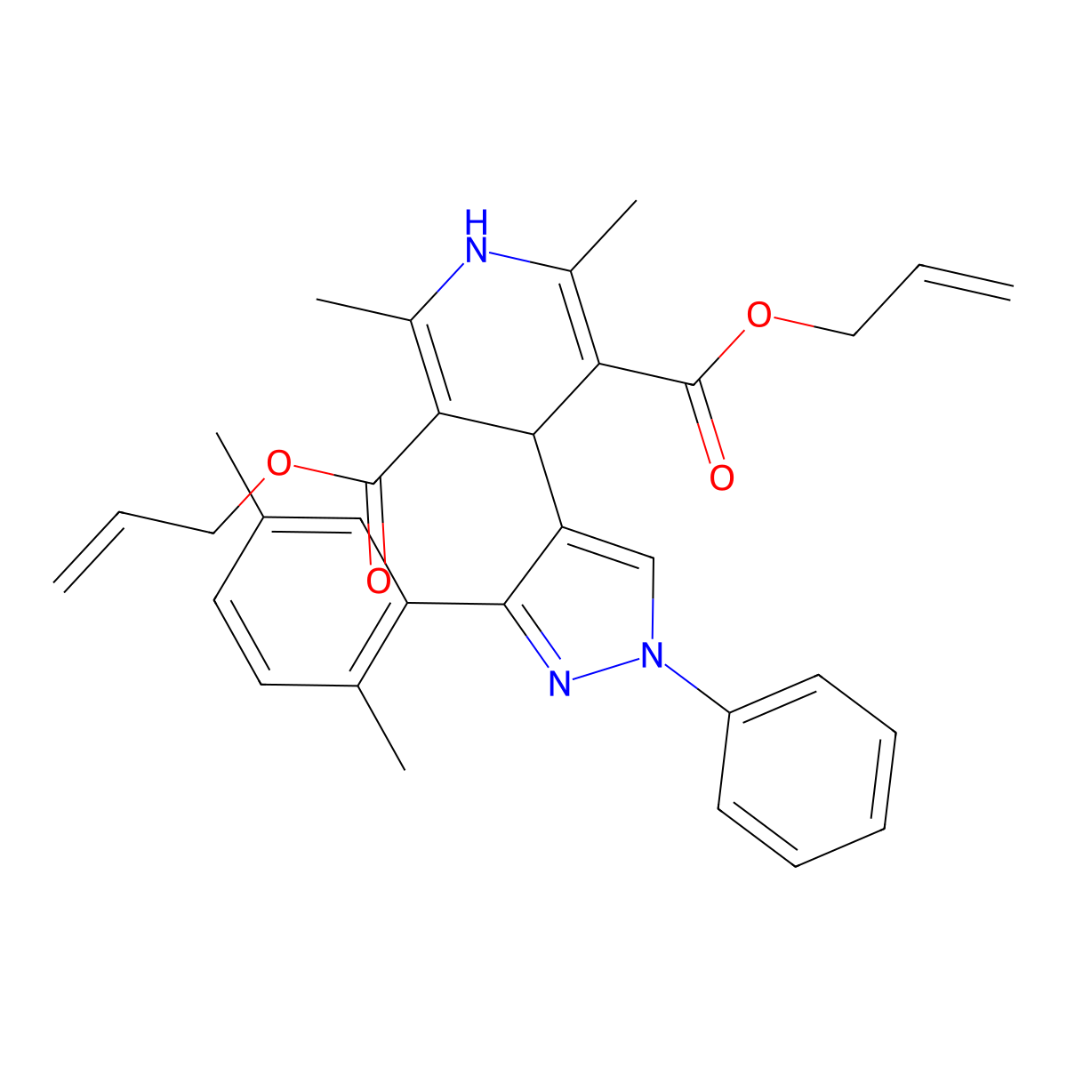 diallyl 4-[3-(2,5-dimethylphenyl)-1-phenyl-1H-pyrazol-4-yl]-2,6-dimethyl-1,4-dihydro-3,5-pyridinedicarboxylate molecular structure, CAS 313272-85-4