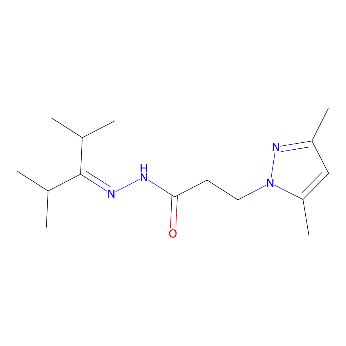 N'-(2,4-dimethylpentan-3-ylidene)-3-(3,5-dimethyl-1H-pyrazol-1-yl)propanehydrazide molecular structure, CAS 313273-28-8