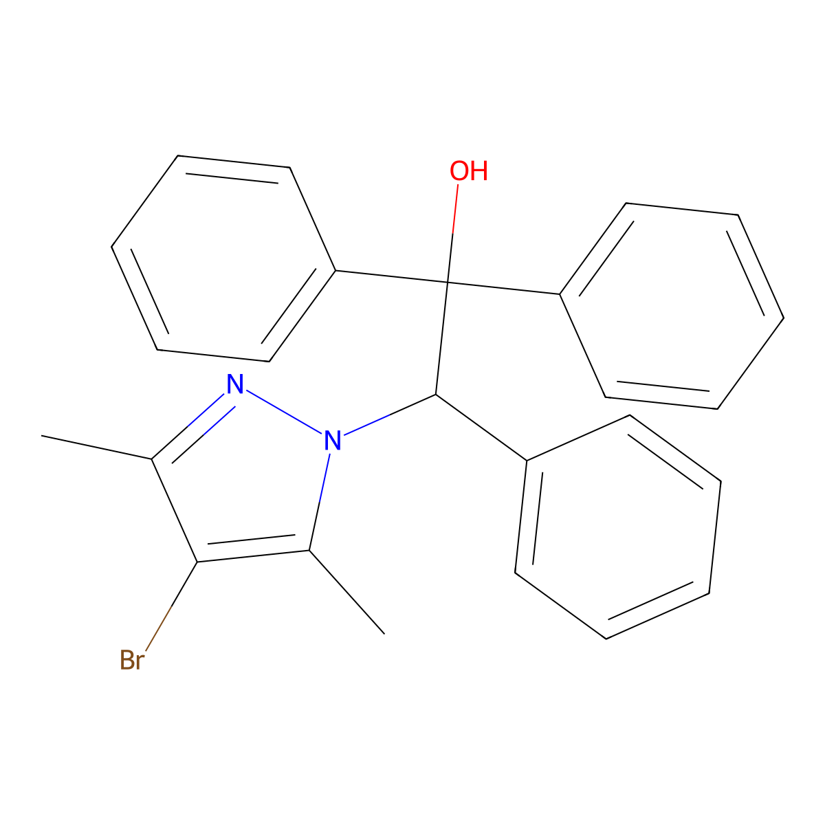 2-(4-bromo-3,5-dimethyl-1H-pyrazol-1-yl)-1,1,2-triphenylethanol molecular structure, CAS 313273-29-9