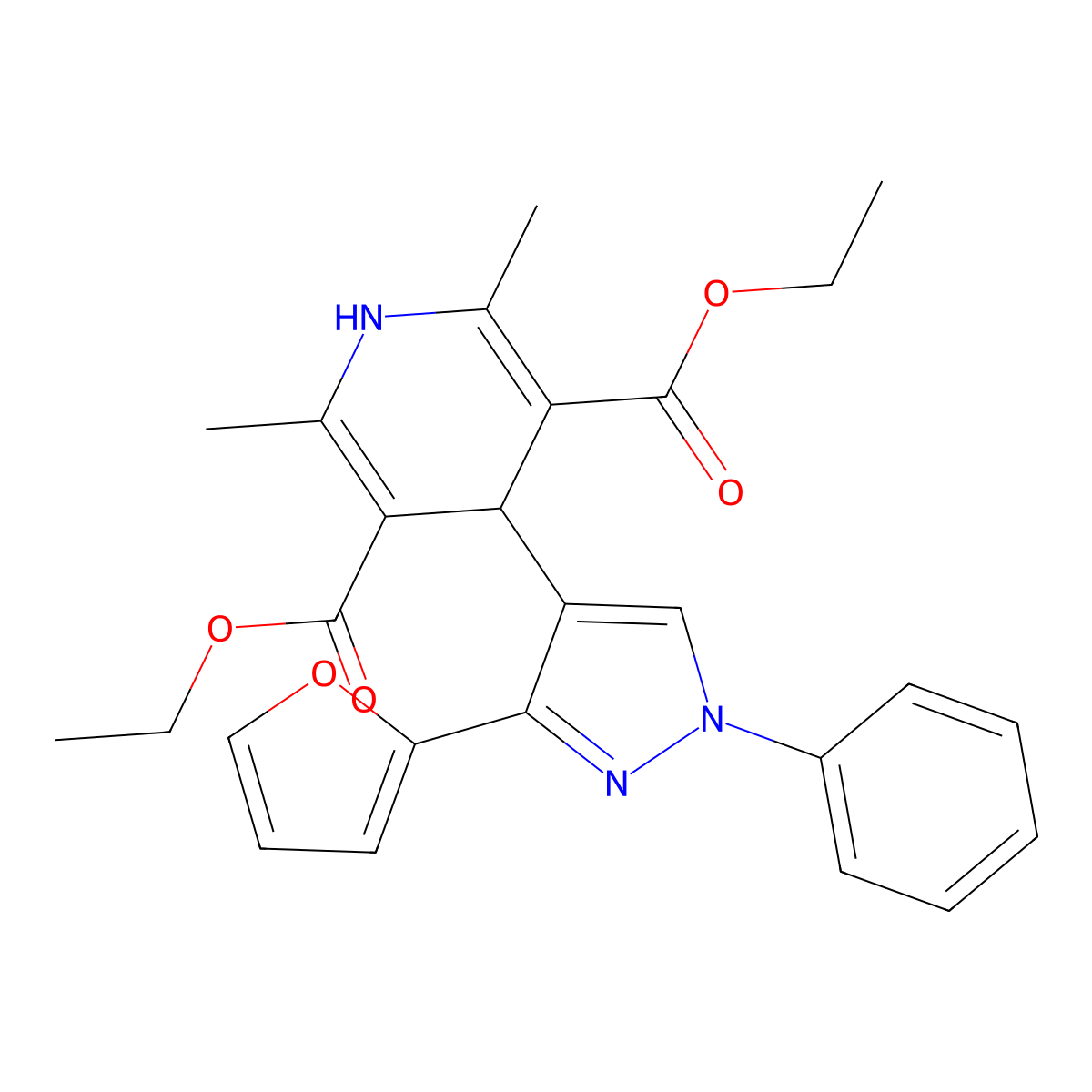 diethyl 4-[3-(2-furyl)-1-phenyl-1H-pyrazol-4-yl]-2,6-dimethyl-1,4-dihydro-3,5-pyridinedicarboxylate molecular structure, CAS 313273-41-5