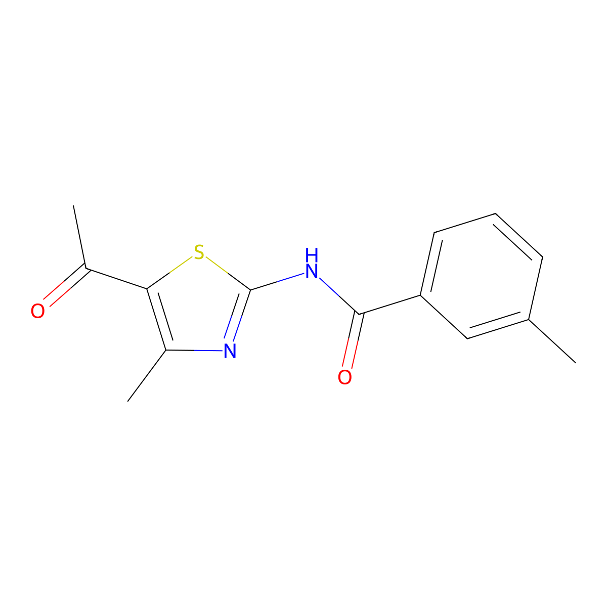 N-(5-acetyl-4-methyl-1,3-thiazol-2-yl)-3-methylbenzamide molecular structure, CAS 313273-87-9