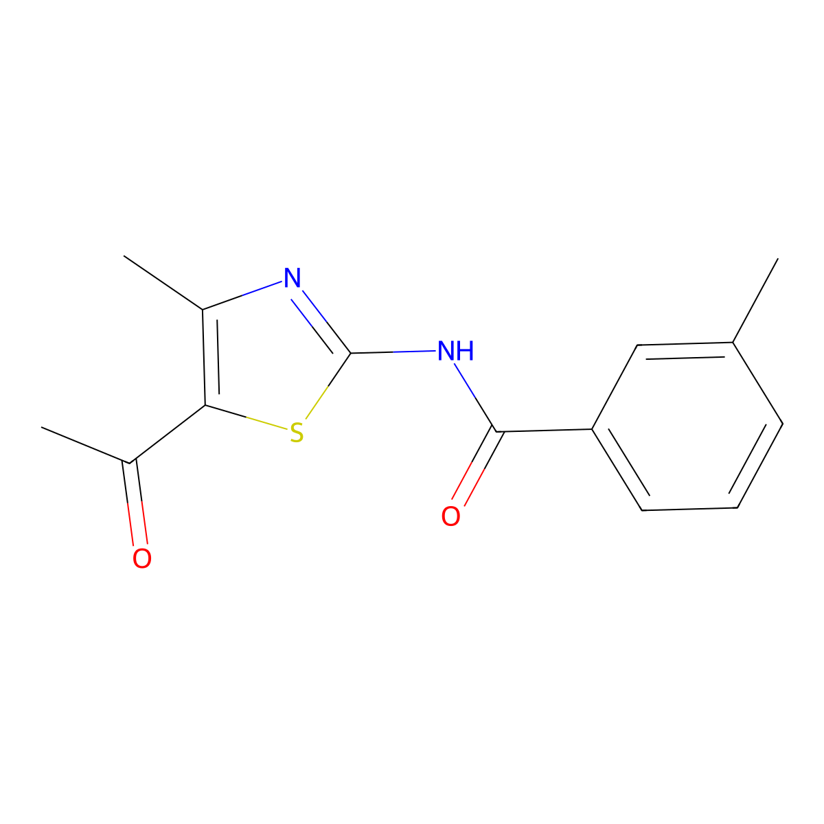 N-(5-acetyl-4-methyl-1,3-thiazol-2-yl)-3-methylbenzamide molecular structure, CAS 313273-87-9